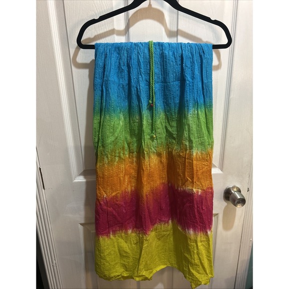Hippie Skirt 2 Piece Multi Colored Gauze 1960's Style Costume Skirt & Slip - Picture 3 of 7